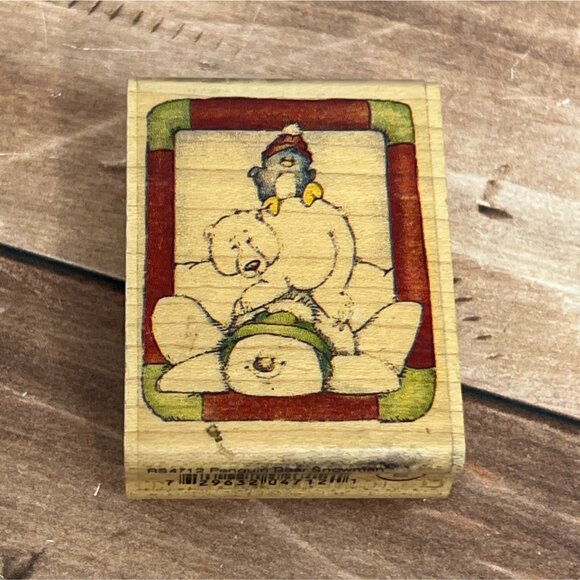 HAMPTON ART STAMPS RS4712 PENGUIN BEAR SNOWMAN RUBBER STAMP BY SIMPLY SHELLY - Picture 1 of 5